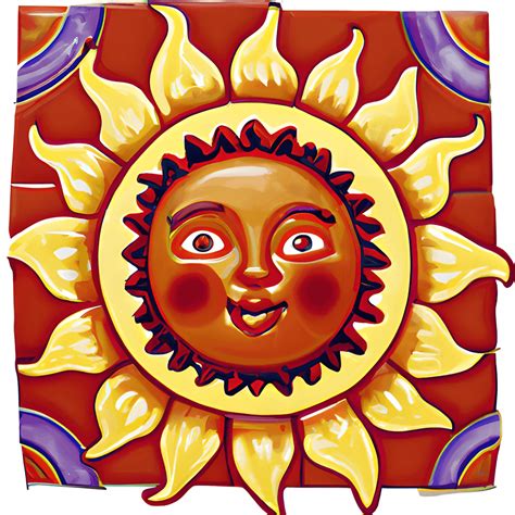 Sun Mexican Folk Art Tile · Creative Fabrica