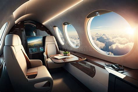 Business Jet, with View of the Cockpit, Showing Advanced Technology and ...