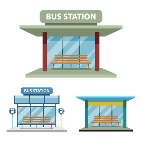 Bus station set isolated on white background 1213916 Vector Art at Vecteezy