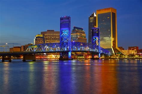 Premium Photo | Jacksonville skyline sunset river in florida