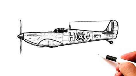 How to draw a WW2 Fighter Plane Supermarine Spitfire - YouTube