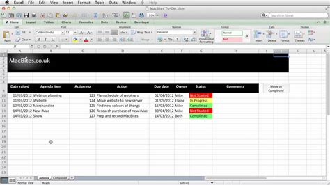 Action Tracker Excel Template