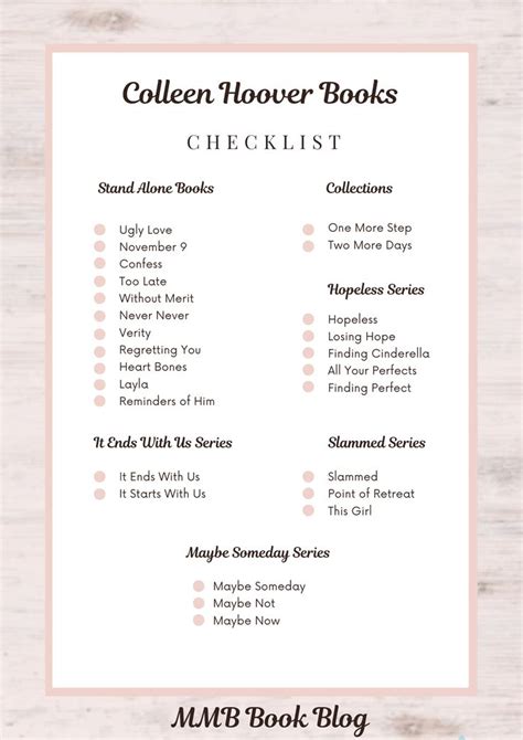 Colleen Hoover Books Checklist