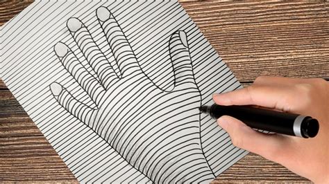 How To Draw A 3d Hand ! Trick Art Optical illusion ! 3d Hand Drawing Step By Step ! Hand Drawing ...