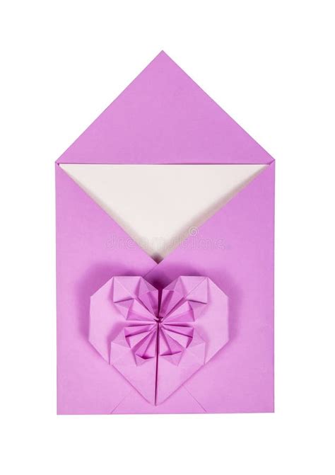 Envelope and Paper Heart. Heart Origami. Envelope on a White Background Stock Image - Image of ...