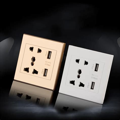 Universal USB Wall Socket AC 110 250V US UK EU AU Wall Socket 2 Port 5.0V USB Outlet Power ...