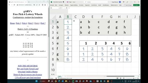 Using a Free Lottery Wheel with Letters in Excel if you use wheels of a Gail Howard Smart Luck ...