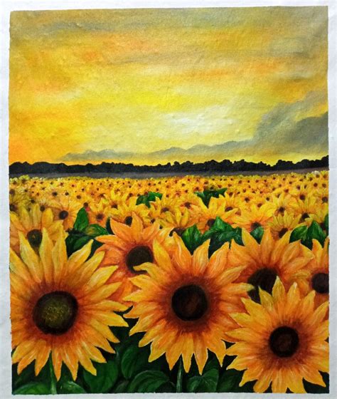 #2210 Sunflower Painting, Hobbies & Toys, Stationary & Craft, Art ...