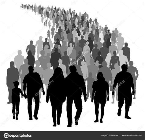 Big Crowd People Moving Silhouette Vector Stock Vector Image by ©Irusetka.yandex.ru #208484544