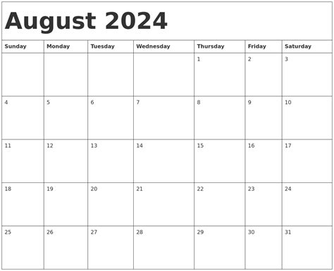 August 2024 Calendar Template