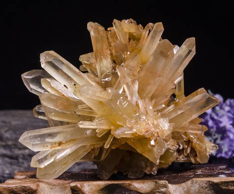 Yellow Crystal Quartz Cluster Stone/Yellow Quartz Specimen/Metaphysical Crystal/Lepidocrocite in ...