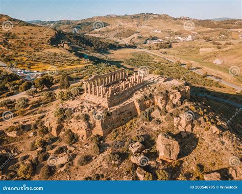 Aerial View of the Famous Temple of Concordia in the Valley of Temples ...