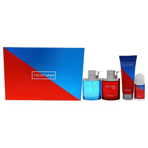 Yacht Man Blue and Yacht Man Red by Myrurgia for Men - 4 Pc Gift Set 3 ...