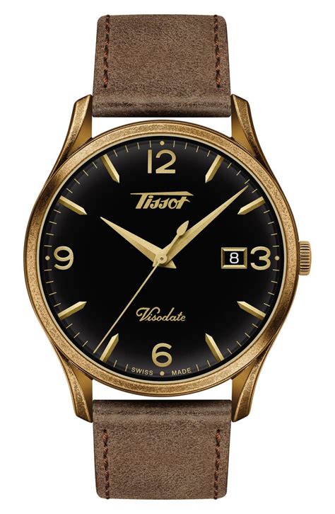 Tissot Heritage Visodate Leather Strap Watch, 40mm | Nordstrom