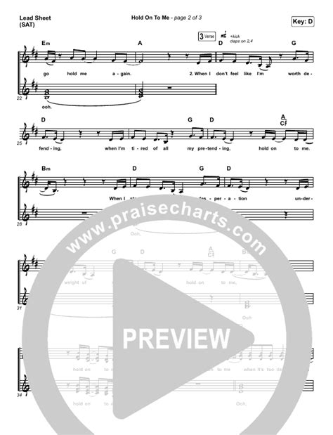 Hold On To Me Sheet Music (Lauren Daigle) - PraiseCharts