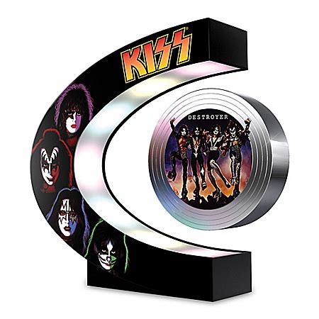 KISS Levitating Discs With Album Cover Art & Lighted Base