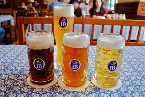 Munich, Germany: Hofbrauhaus (Hofbräuhaus) beer - Dunkel (dark), Helles ...