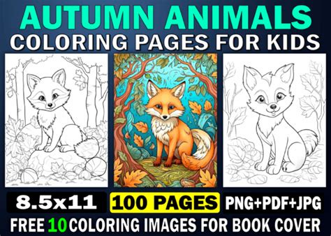 3 100 Autumn Animal Coloring Pages Kids Designs & Graphics