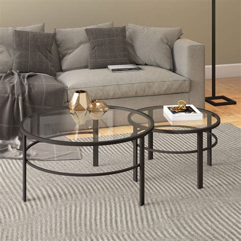 Evelyn&Zoe Contemporary Nesting Coffee Table Set with Glass Top ...