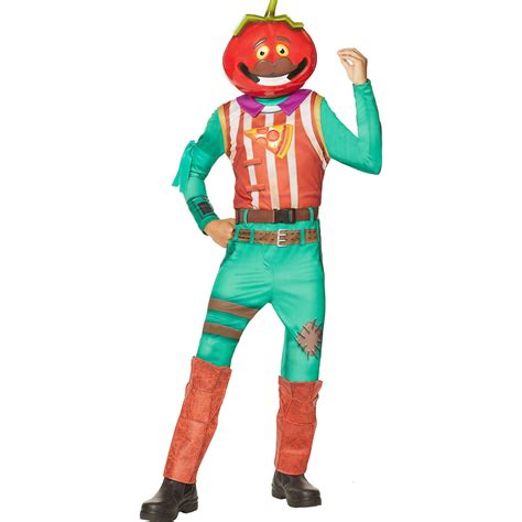 Inspirit Designs Tomatohead Halloween Costume for Kids, Fortnite, Includes Jumpsuit, Shin Guards ...