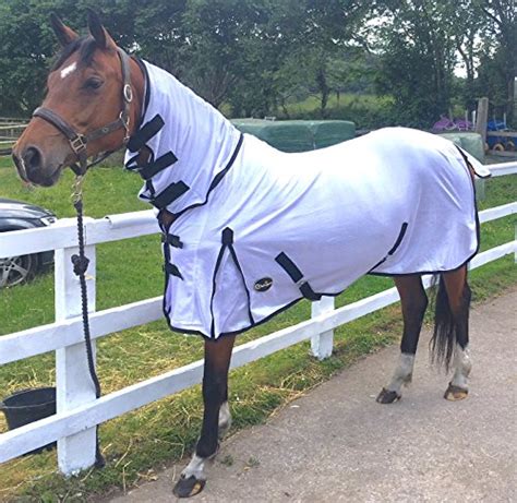 Cwell Equine Heavy Mesh Horse fly rug combo attached neck cover White Choice of Sizes | Cwell ...