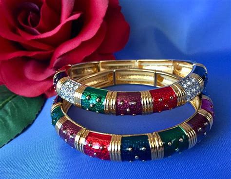 Joan Rivers Vintage Enamel Stretch Bracelet Set Joan Rivers | Etsy ...