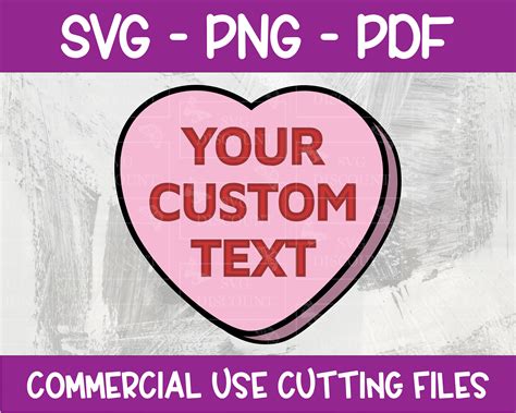 Candy Hearts Custom Text SVG, PNG & PDF, Custom Love Heart, Candy Hearts Custom Text Png ...