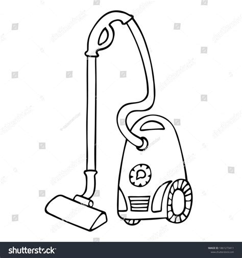 Vacuum Cleaner Black Outline Isolated On Stock Vector (Royalty Free ...