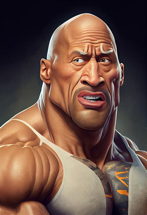 Dwayne Johnson The Rock Varicature Mixed Media by Stephen Smith ...