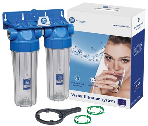 Buy Double 10" Filter Housing Set Two Stage Water Filtration System 3/4" Connection Online at ...