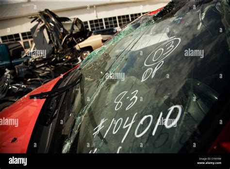 Cracked window the result of a bad car accident Stock Photo - Alamy