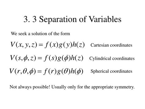 PPT - 3. 3 Separation of Variables PowerPoint Presentation, free ...