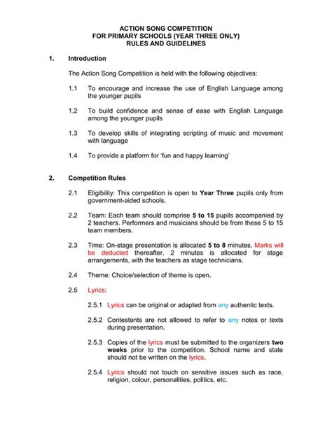 Action song rules, guidelines & adjudication forms 30 nov 2011 | PDF