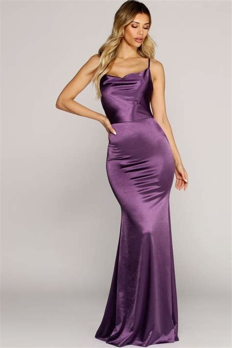 Antoinette Formal Luxe Satin Dress | Purple satin dress, Satin dresses, Colorful dresses