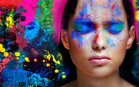 Download Pastel Face Colorful Woman Beautiful HD Wallpaper