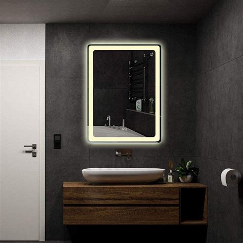 Anti-Fog Wall Mounted LED Mirrors Horizontal/Vertical Lighted Bathroom Mirror Dimmer Touch ...