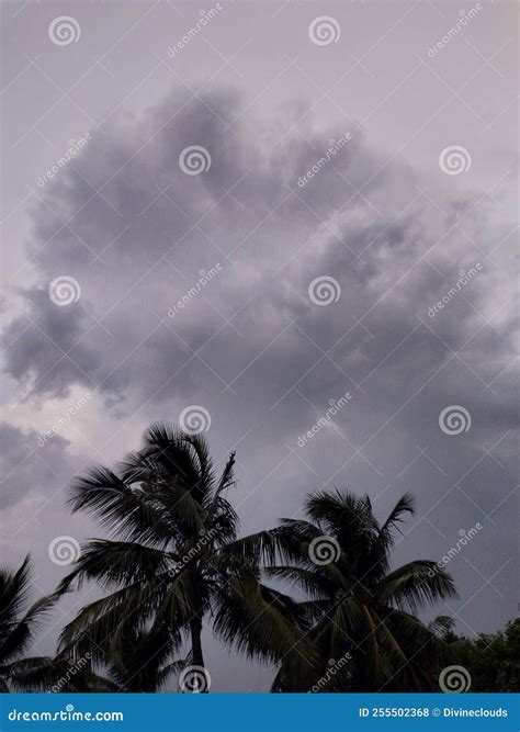 Dramatic Cumulus Clouds Visible in the Monsoon Sky Stock Illustration - Illustration of purple ...