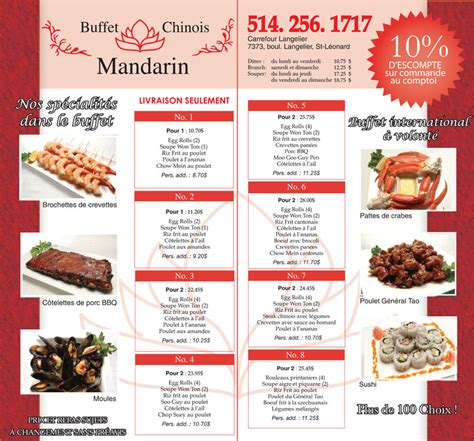 Menu - Buffet Chinois Mandarin