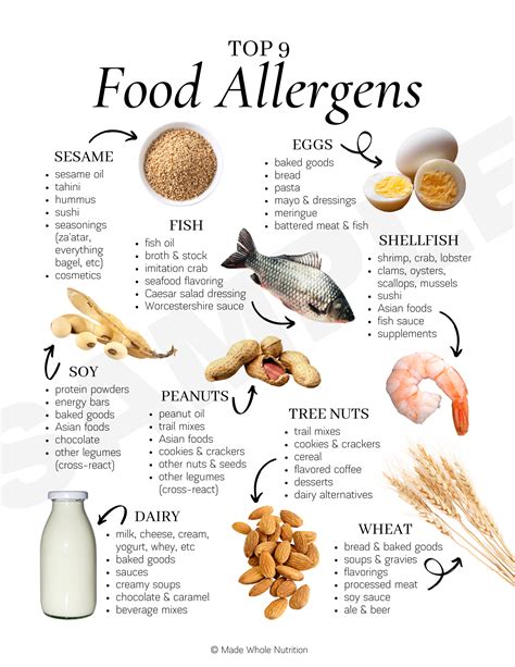 Top 9 Food Allergens Handout — Functional Health Research + Resources — Made Whole Nutrition