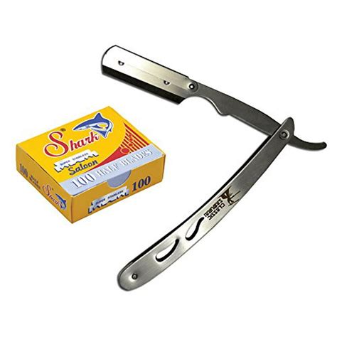 Classic Samurai CS-102 Stainless Steel Professional Barber Straight Edge Razor with 100 Shark ...