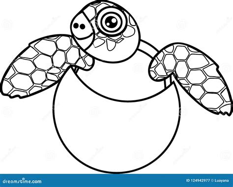 Coloring Page. Cute Cartoon Sea Turtle Hatching Out of Egg Stock Vector - Illustration of nature ...