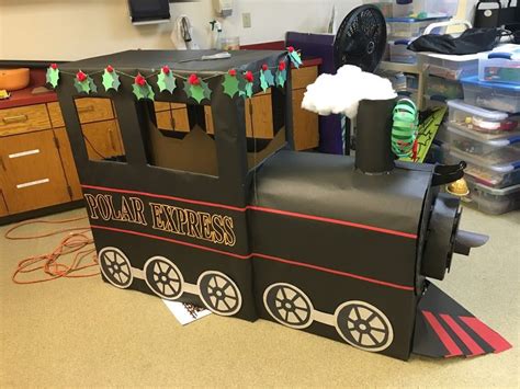 Cardboard train polar express library display | Polar express christmas party, Polar express ...