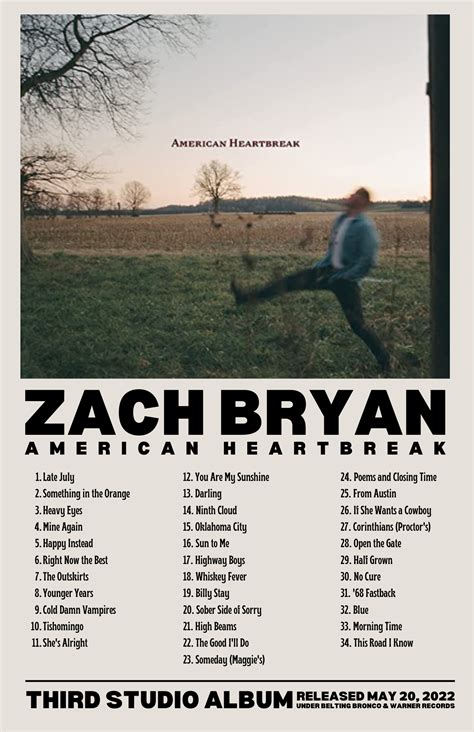 Zach Bryan American Heartbreak Poster - Etsy | Fotovägg