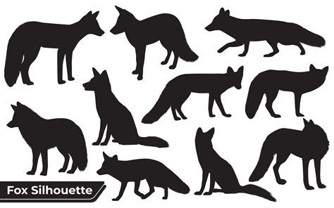 Animal Fox Silhouette in Different Poses Graphic by adopik · Creative Fabrica