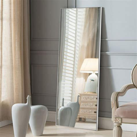 NeuType 65" x 22" Silver Full Length Mirror with Standing Holder Floor Mirror Large Wall Mounted ...