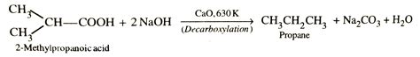 What happens when butanoic acid is heated with soda-lime at 630 K ? I