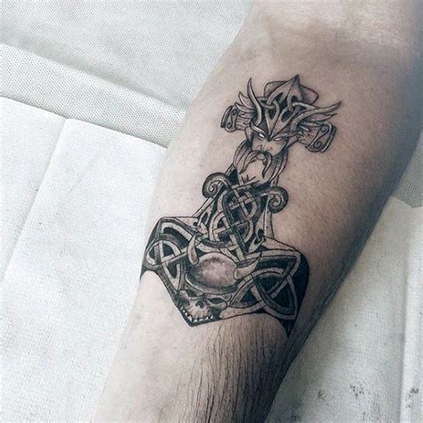 Ornate Thor Hammer Mjolnir Mens Inner Forearm Tattoos | Mjolnir tattoo ...