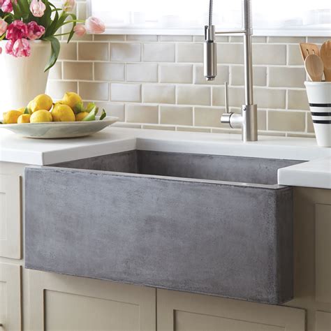 Native Trails 30" NativeStone Concrete Farmhouse Sink, Slate, NSK3018-