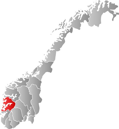 Map of Norway showing the county of Hordaland in red. (From Wikipedia,... | Download Scientific ...