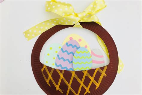 Easter egg basket with paper plates | Easter Crafts for Kids